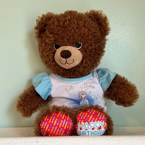 Build-A-Bear Brown Birthday Bear with Elsa Shirt